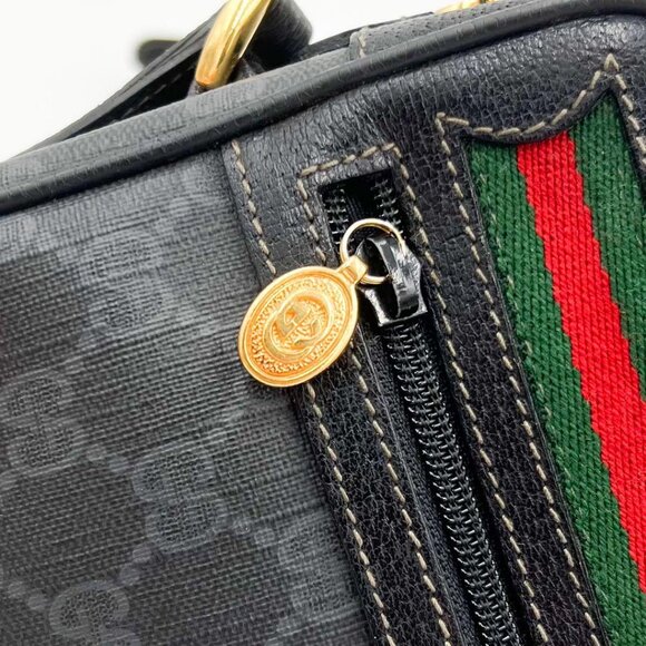 Gucci GG Vintage Ophidia Sherry Line Crossbody Bag Leather Black Purse - Picture 7 of 13